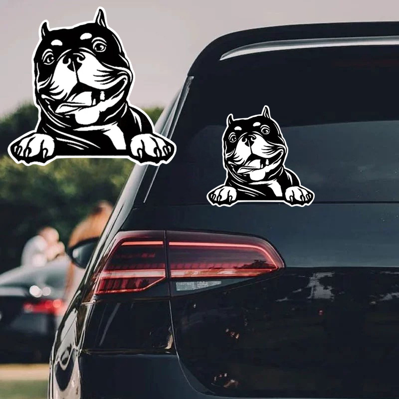 

Peeking American Bully Dog Terrier Car Sticker, Dog Face Decal For Car Window Bumper, Pit Bull Dog Decal For Vehicle, Peeking Car Sticker