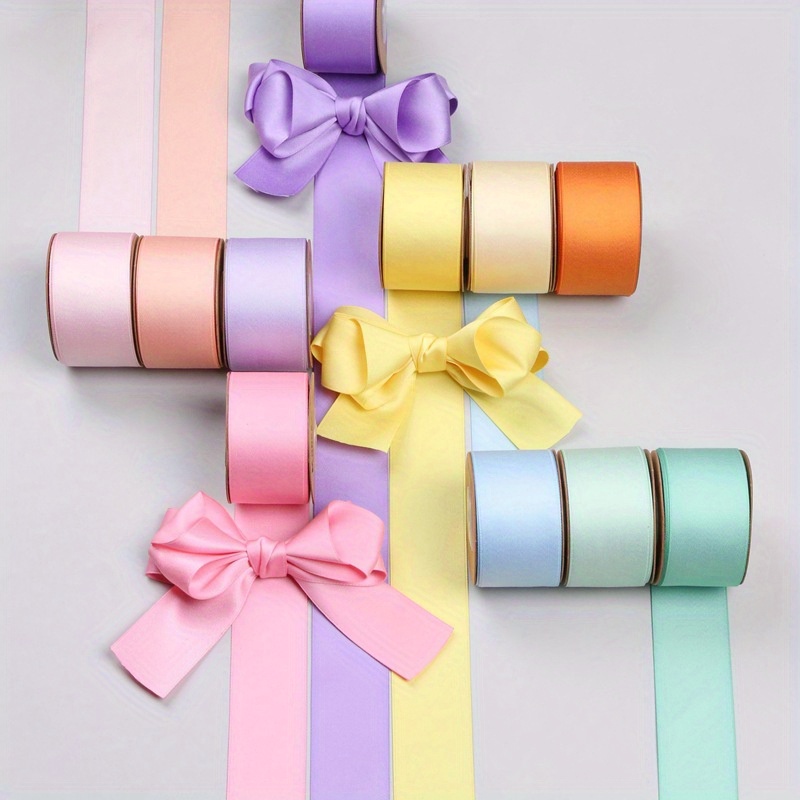 

1 Roll Solid Color Satin Ribbon For Floral Bouquet, Hair Bow Gift Wrapping, Diy Christmas Wedding Birthday Party Decoration