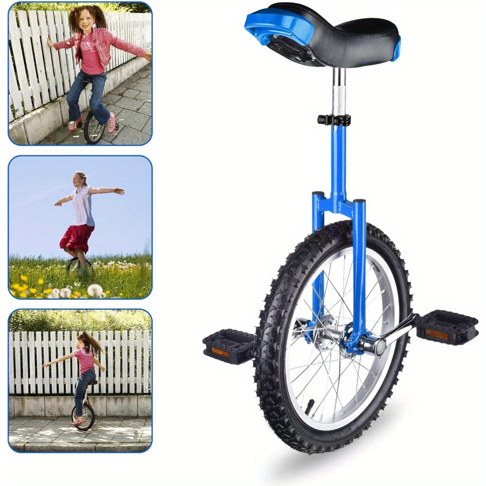  Monociclo de rueda de 18 pulgadas para niños y adultos,  bicicleta de pedal de ejercicio con borde de aleación antideslizante con  asiento ajustable, 8 colores opcionales y duraderos : Hogar y Cocina