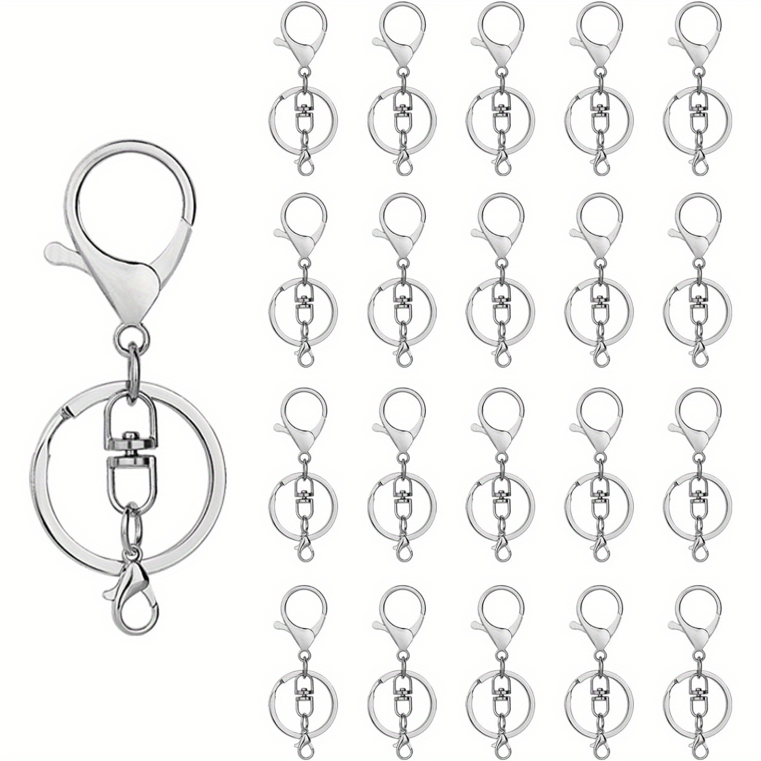 Clasp, Lobster Clasp Hook (Keychain), Grey, Alloy, 35mm x 15mm