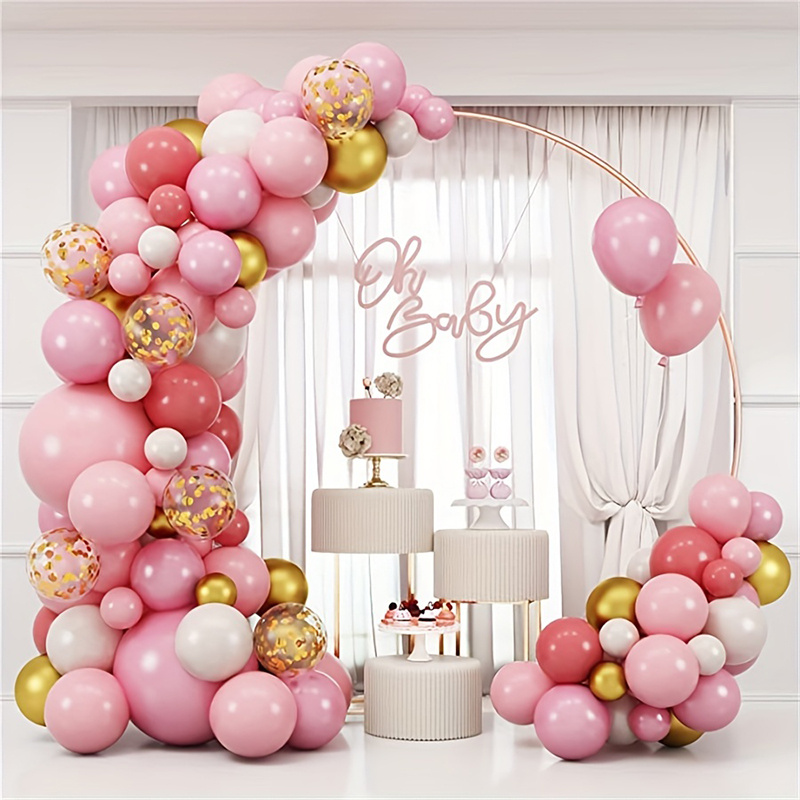 

99pcs, Pink Gold Balloon Garland Arch Set Pink Platinum Confetti Latex Helium Balloons For Valentine's Day Proposal Wedding Girls Birthday Shower Decoration Party Supplies