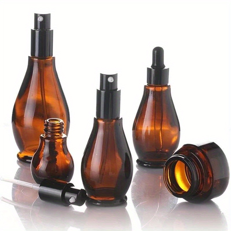 

1pc Amber Glass Empty Dropper Bottle Spray Bottle Travel Portable Refillable Perfume Liquid Atomizer Pump Bottle Essential Oil Dropper Bottle