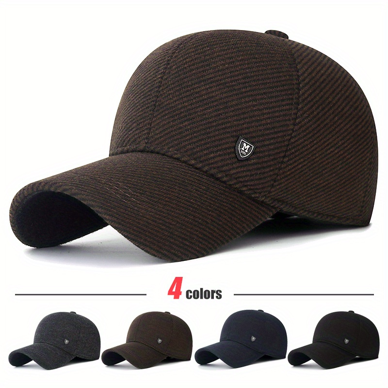 Winter Baseball Cap For Men, Adjustable Warm Outdoor Sport Golf Cap Hats Dad Caps Earflaps Thicken 21.65-23.62inch, Ideal Choice For Gifts