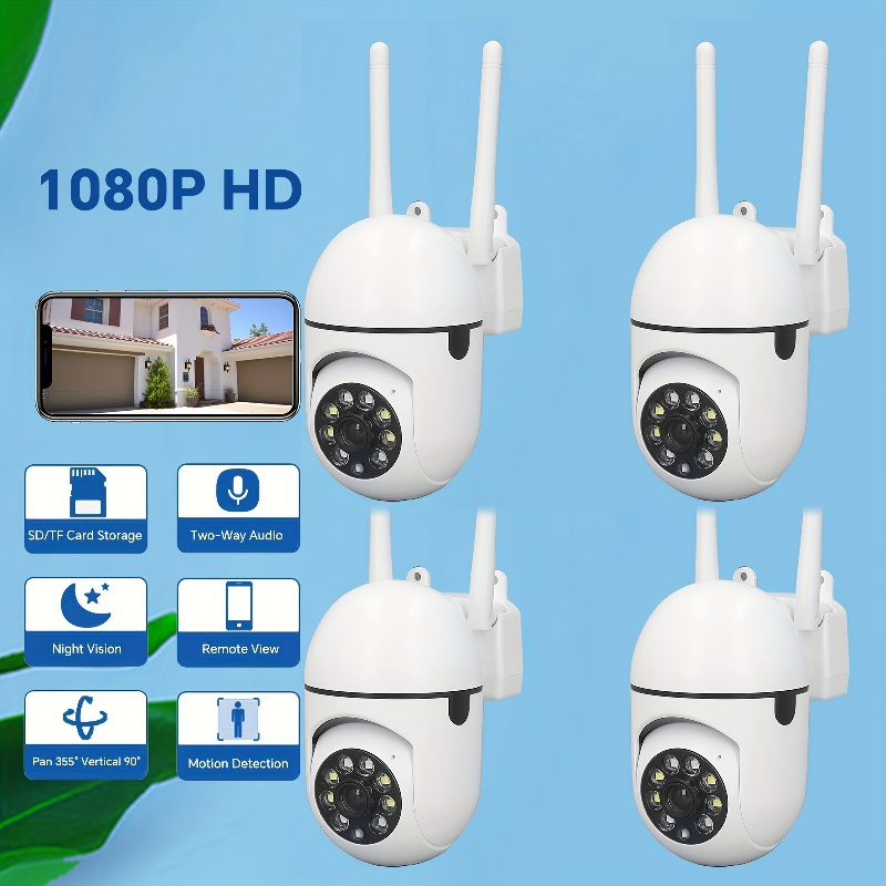 1 2 4pcs smart ptz wifi ip surveillance camera auto tracking night vision two way audio monitor outdoor security cctv 2mp