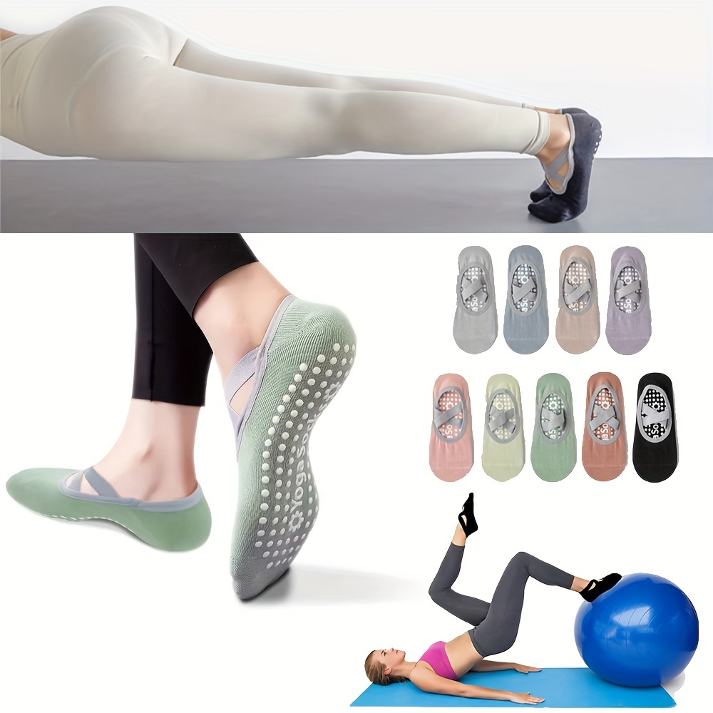 1pc Professional Anti-slip Yoga Socks For Fitness, Pilates, Dancing With  Crisscross Straps For Women