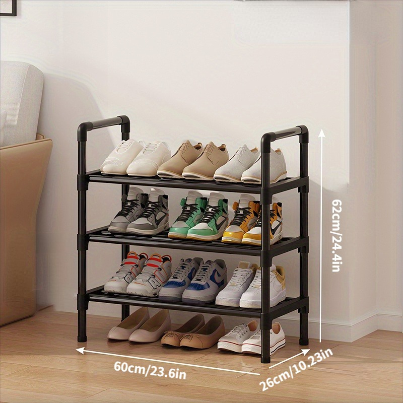 E-shop Mehrschichtiger Schuhständer, Schwarzer Schuhregal, Einfache Schuhorganisation für den Haushalt, Multifunktionales Aufbewahrungsregal,