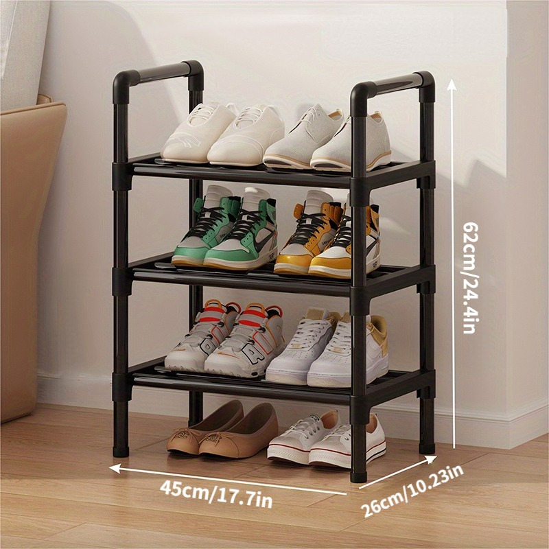 TEMU 1pc Shoe Rack, Black Shoe Storage Stand, Simple Household Shoe Storage And Organization, Multifunctional Storage Shelf, Space Saving Shoe Rack, Suitable For Doorway, Bedroom,