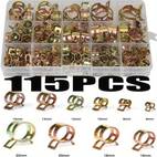 115pcs spring hose clamps 6 22mm zinc plated spring clip fuel line hose water pipe air tube clamps fastener pipe clamp