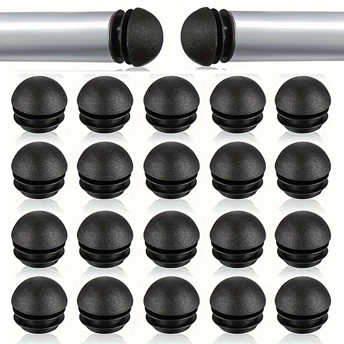 

20pcs Black Circular Plastic Plug, Chair Leg Covers, For Furniture Table And Chair Pipe Plug Covers