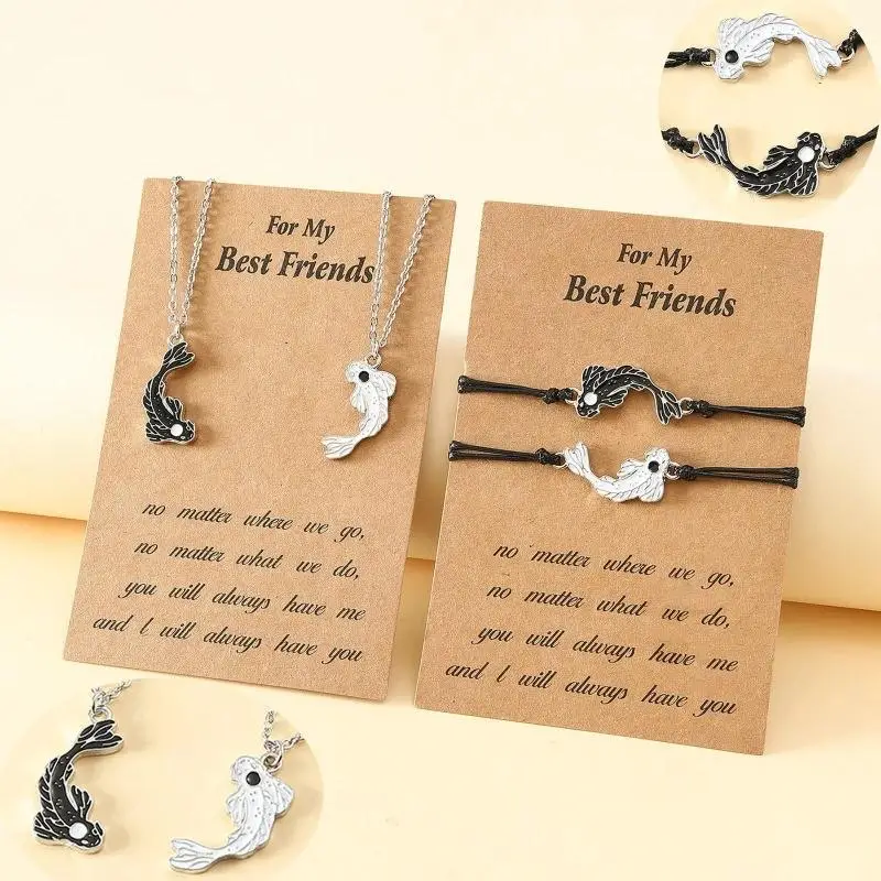 Taichi Fish Bracelet Couple Necklace Bracelet Relationship Matching Jewelry  For Women Best Friend Family Jewelry Valentine's Day Gifts