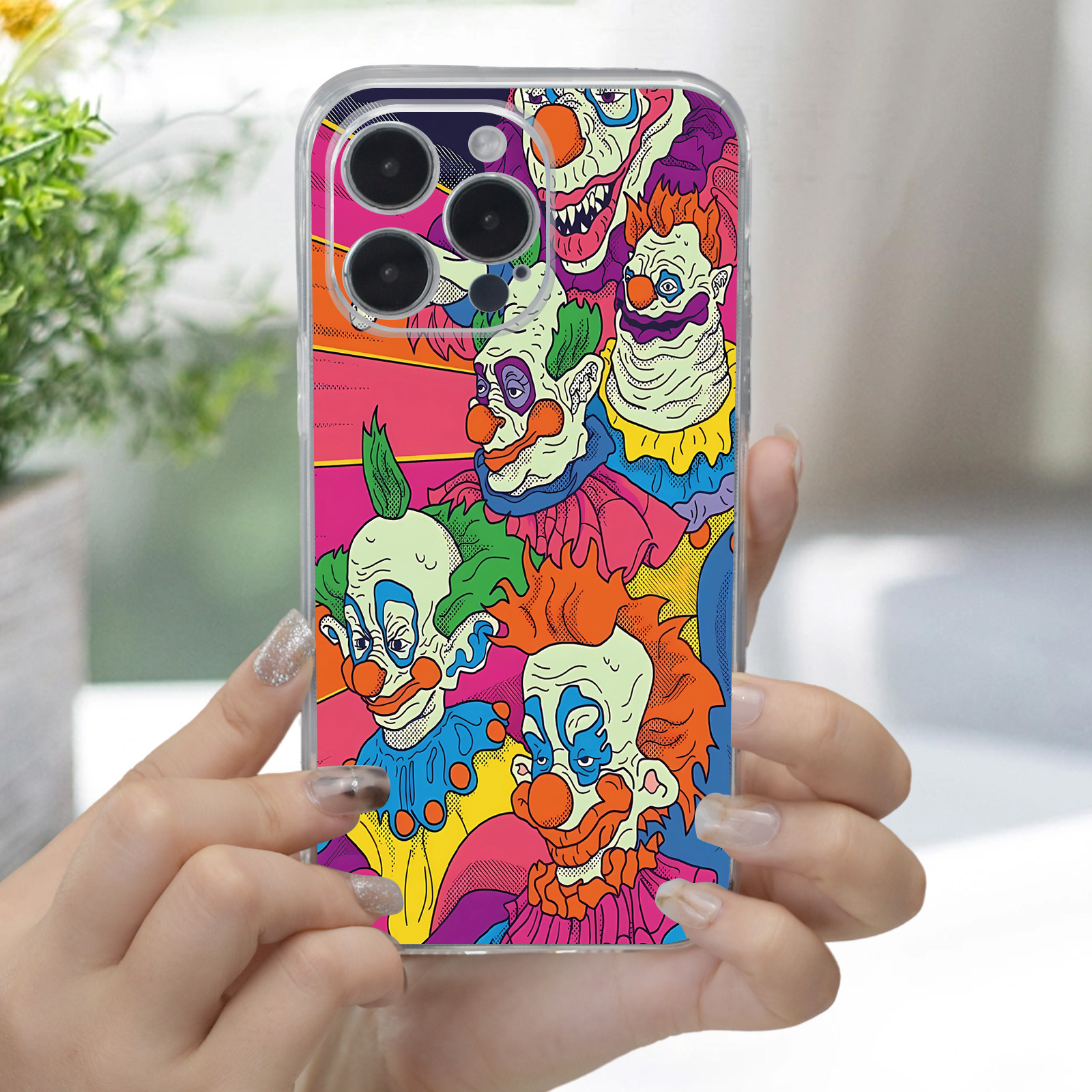 

Creative Clown Pattern Transparent Phone Case High-end Texture Cool Simple Suitable For 15 14 13 12 11 Xs Xr X 7 8 Plus Pro Max Mini