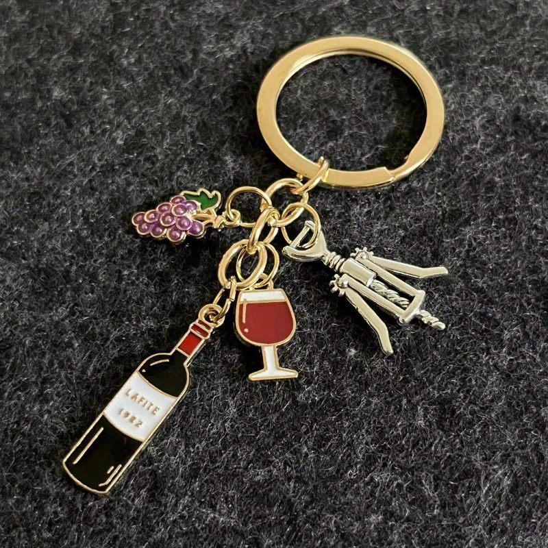 Alloy Wine Glass Opener Keyring | Men's Bar Keychain, Handmade Gifts, Fashionable Alloy Material