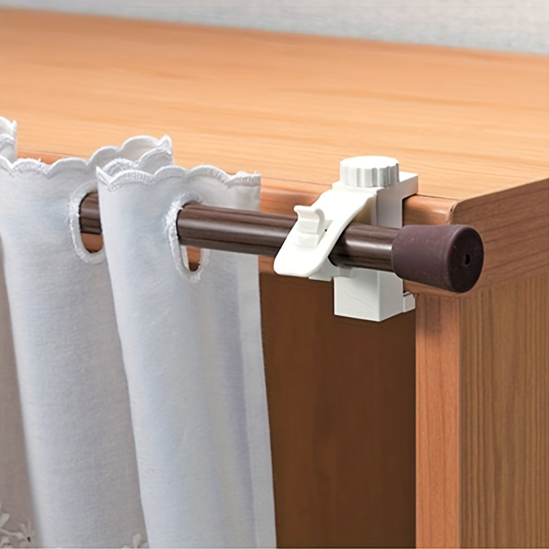 

2-piece Space-saving Curtain Rod Brackets - Easy Install, Durable Metal Wall Hooks For Home Decor