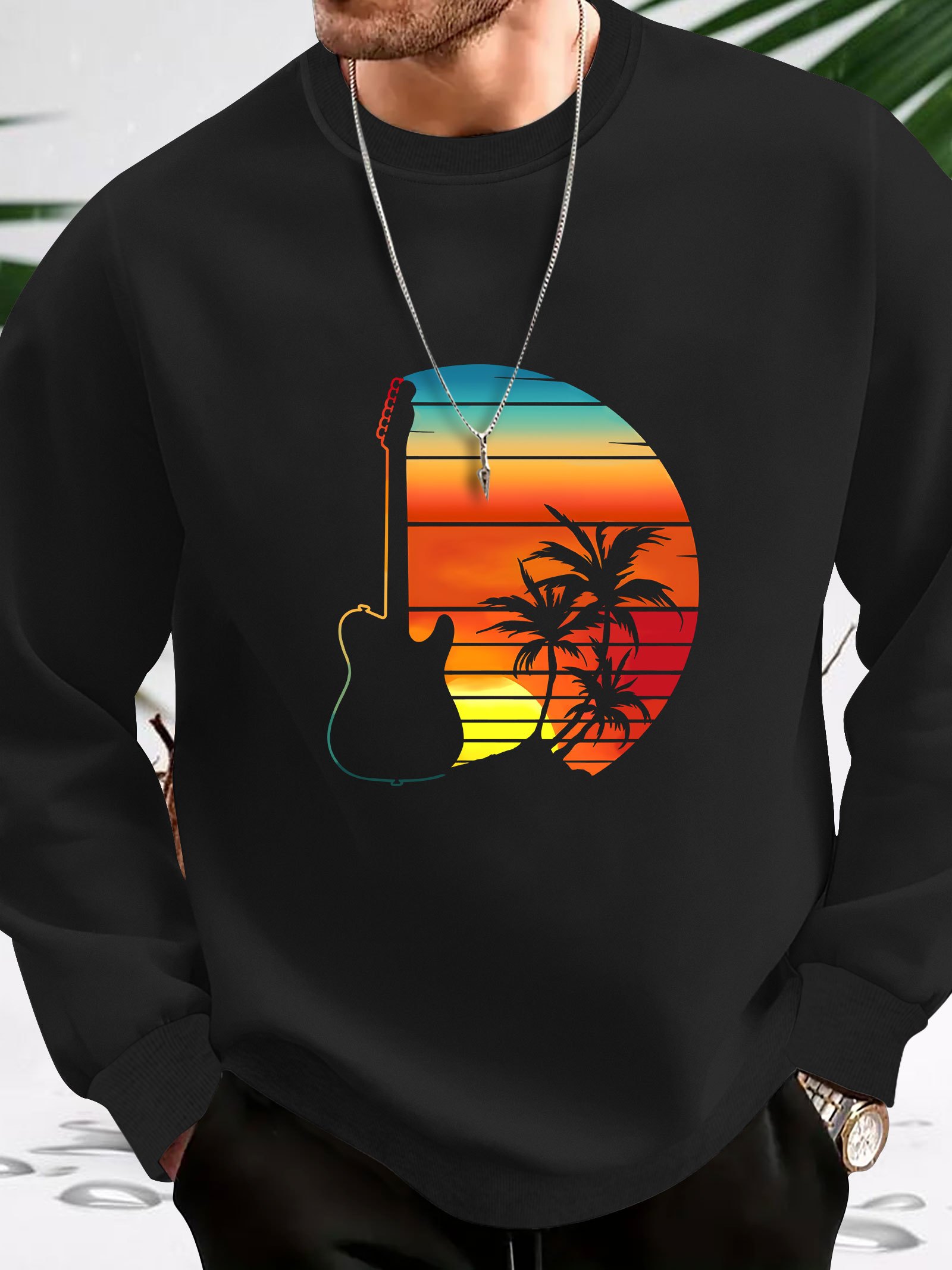 Sunset Beach Coconut Trees Print Hoodie Cool Sweatshirt Men - Temu