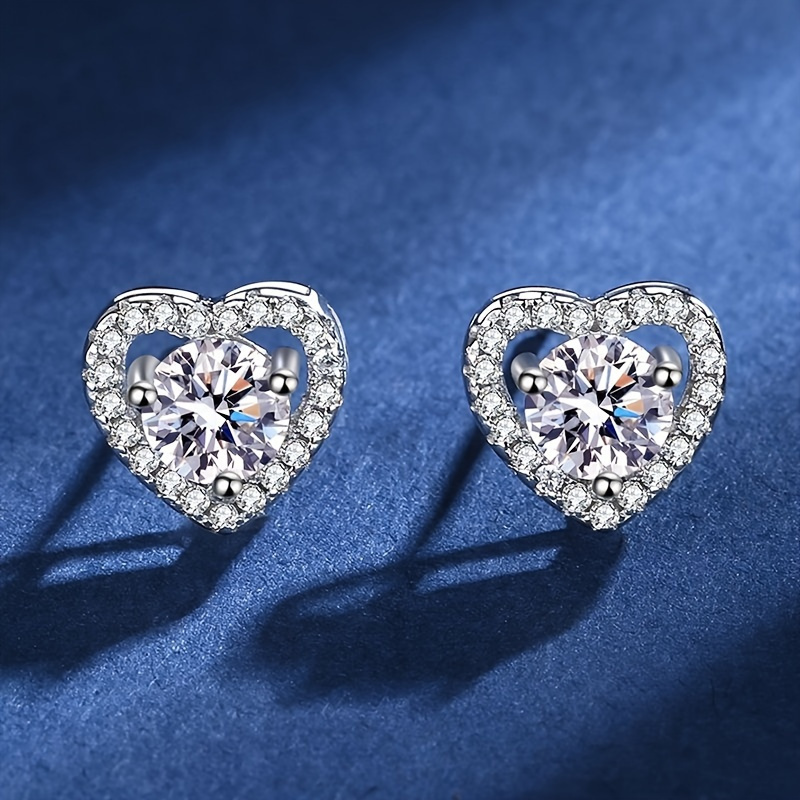 【高品質】✨ ハート✨モアサナイト ピアス 片方D1.00ct 高品質】✨ ハート✨モアサナイト ピアス 片方D1.00ct