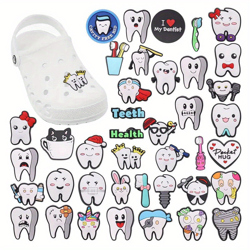 

40pcs Dental Health Brush Teeth Pvc Shoe Charms, Diy Accessories