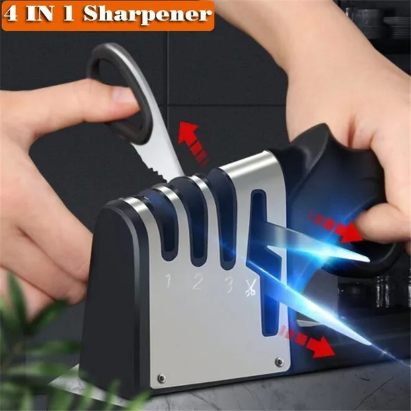 TEMU Fast Sharpener Kitchen Knife Scissors Sharpener Professional 4 In 1 Outdoor Household Knife Tool