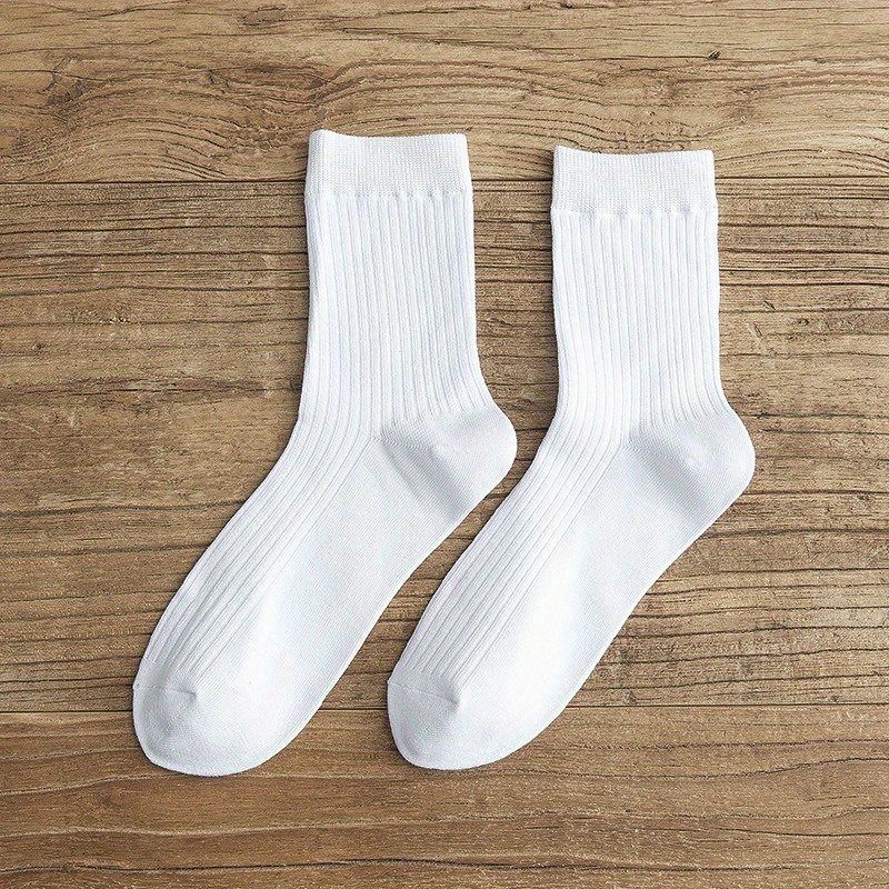 Men's Solid Crew Socks Breathable Comfy Casual Unisex Socks