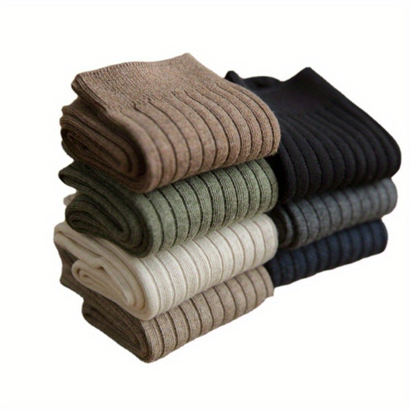 Men's Solid Crew Socks Breathable Comfy Casual Unisex Socks