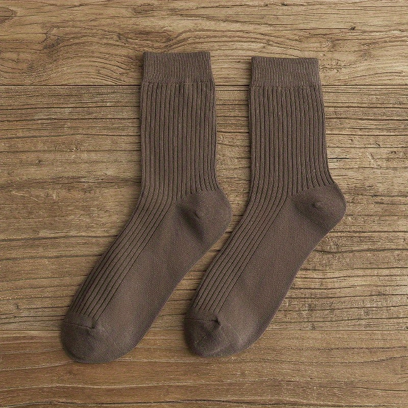 Men's Solid Crew Socks Breathable Comfy Casual Unisex Socks