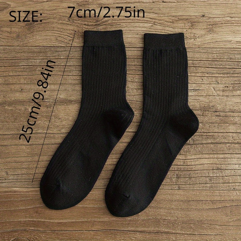 Men's Solid Crew Socks Breathable Comfy Casual Unisex Socks