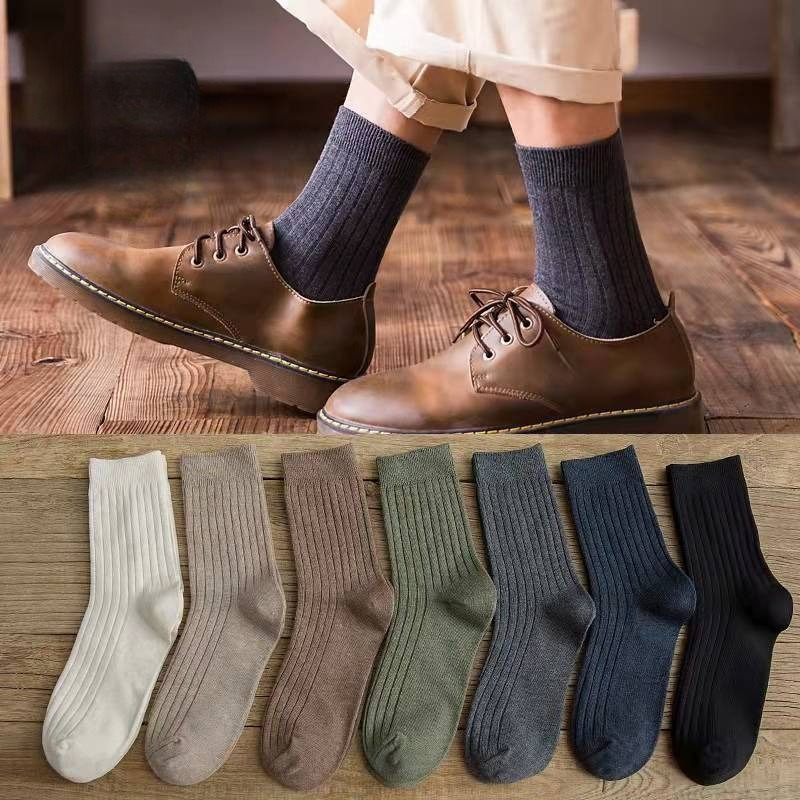 Men's Solid Crew Socks Breathable Comfy Casual Unisex Socks