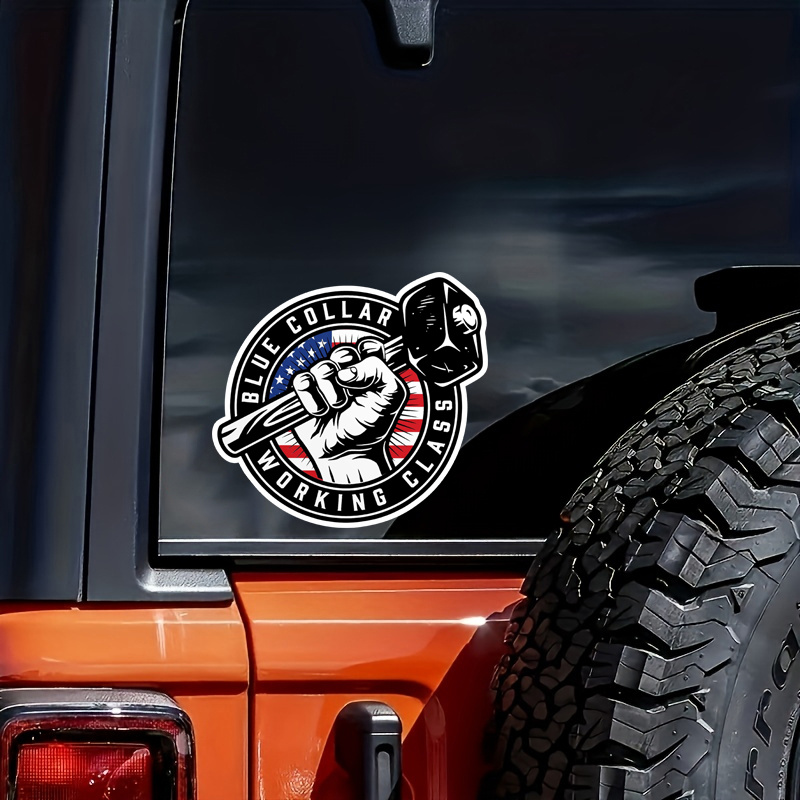 

Blue Collar Working Class Stickers, American Flag Mechanically Welded Waterproof Vinyl Stickers Car Decor...