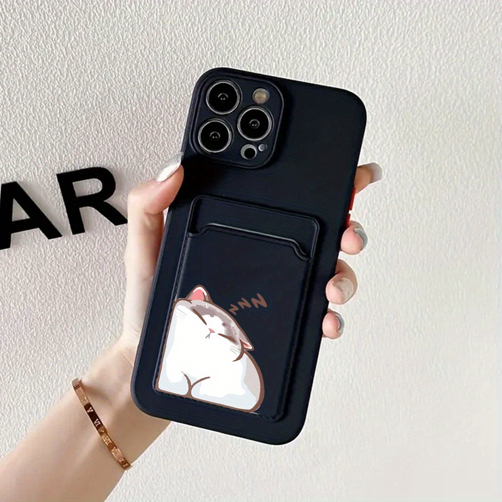 

Cute Cartoon Cat Phone Wallet With Card Holder For Iphone 15 14 13 12 11 Pro Max Plus Fashion Soft Silicone Shockproof Card Holder Phone Case Perfect Birthday Or Festival Gifts For Boys And Girls