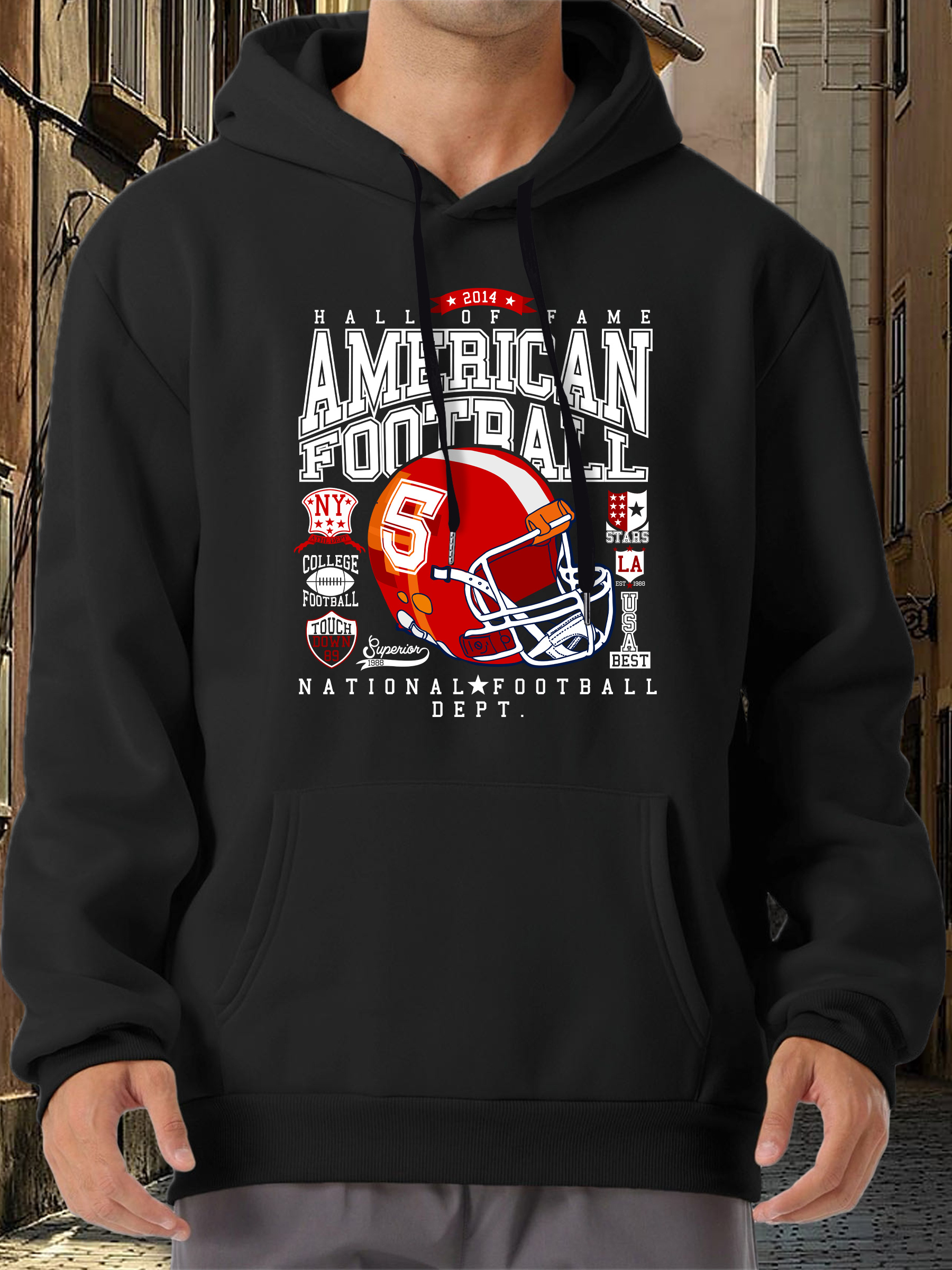 American Football Print Hoodie Cool Hoodies Men Men s Casual Temu