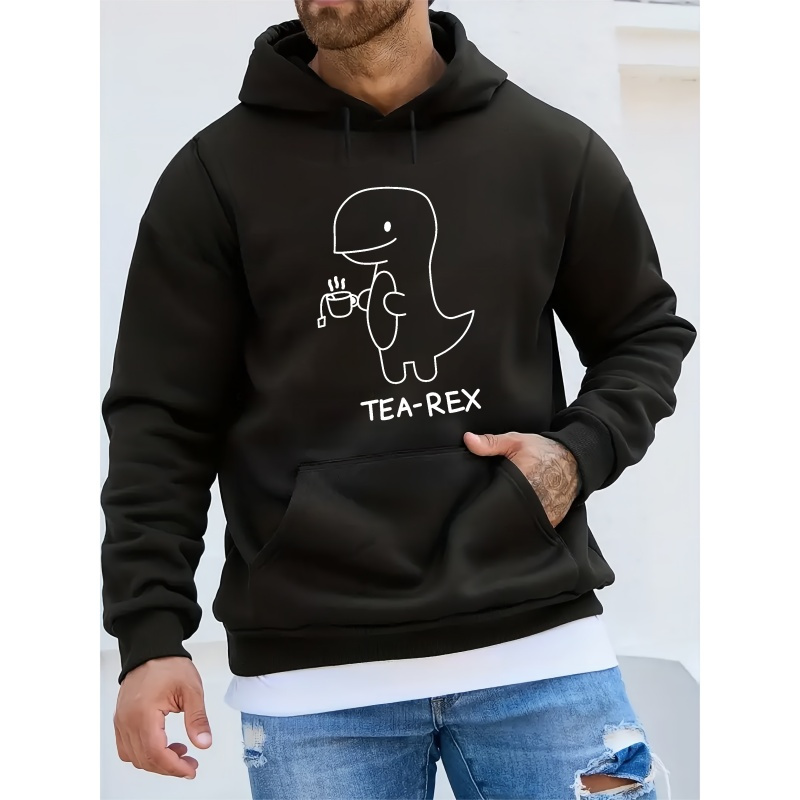 

Cartoon Dinosaur Print Kangaroo Pocket Hoodie, Casual Long Sleeve Hoodies Pullover Sweatshirt, Men's Clothing, For Fall Winter