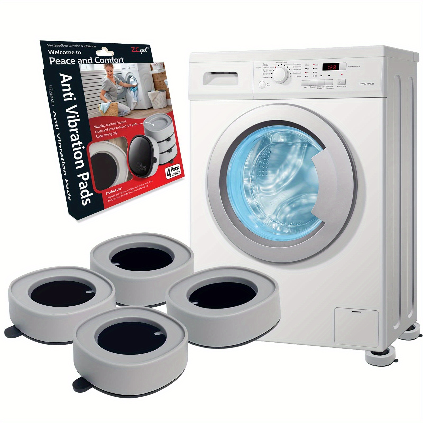 4pcs Support de machine à laver anti-choc et anti-bruit, tampons en  caoutchouc anti-dérapant et anti-vibration réduisant le bruit, tampons de  vibration pour sèche-linge et lave-linge, stabilisateur de machine à laver  - Temu