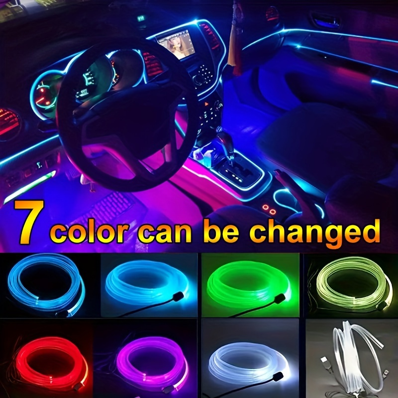 78.74 Inch 7 Color In 1 Car Interior Accessories Atmosphere Lamp EL Cold  Light Line With USB DIY Decorative Dashboard Console Auto LED Ambient Lights