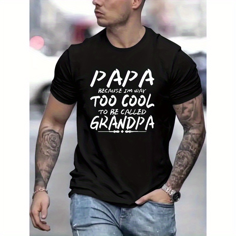 

cool Grandpa" Themed Letters Print Casual Crew Neck Short Sleeves For Men, Quick-drying Comfy Casual Summer T-shirt For Daily Wear Work Out And Vacation Resorts