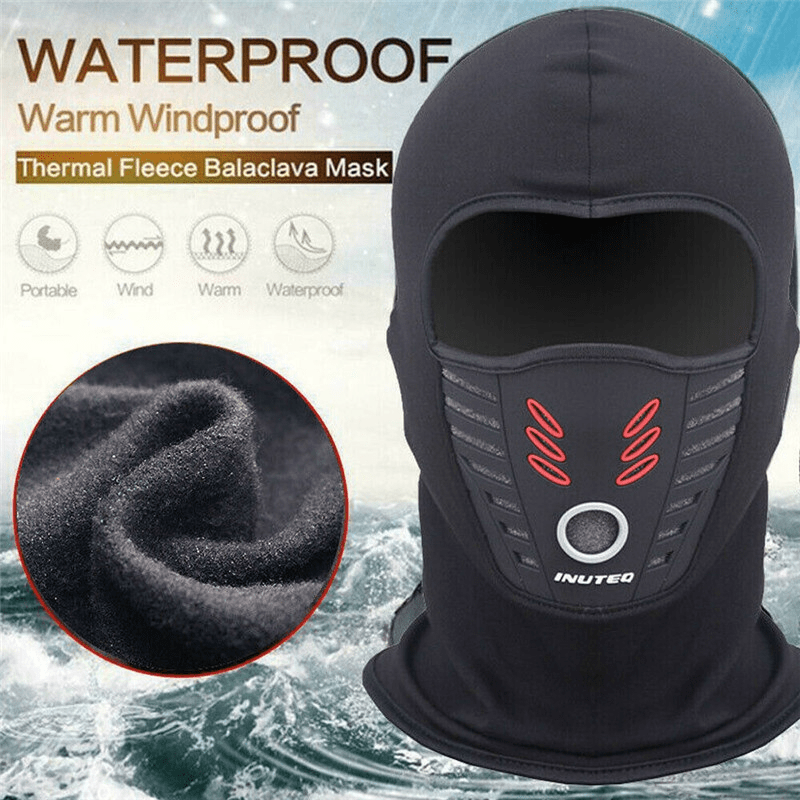 

Versatile Fit, Black Balaclava - Waterproof, Full Face Mask For Skiing & Motorcycling, Warm Neck Gaiter Cover