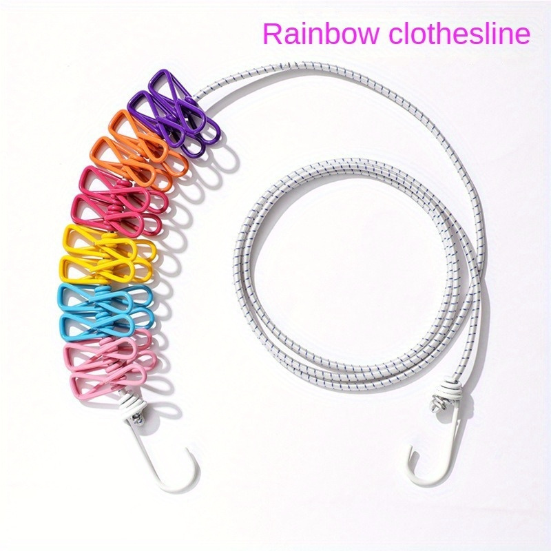 VAXYN Rope for Cloth Drying Cloth Drying Rope with Hooks Rope for Drying  Clothes Hanging Rope with 12 Clips for Clothes Drying Wire for Clothes  Multicolour : : Home & Kitchen