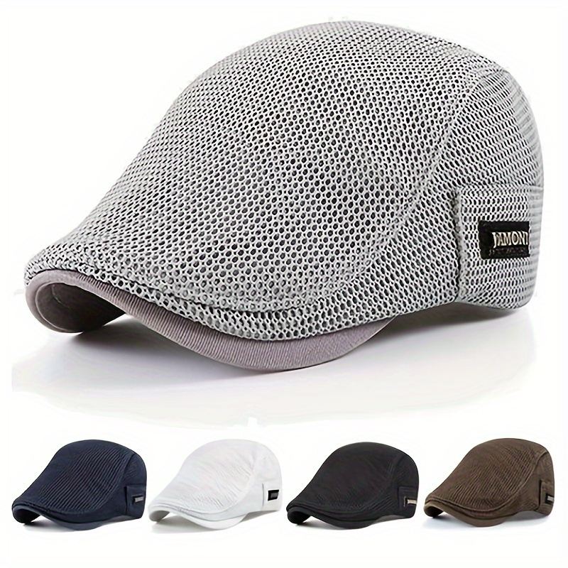 

1pc Funky Fashion Unisex Street Eyelet Beret, Casual Breathable Mesh Plain Cap, Suitable For Modern Accessory