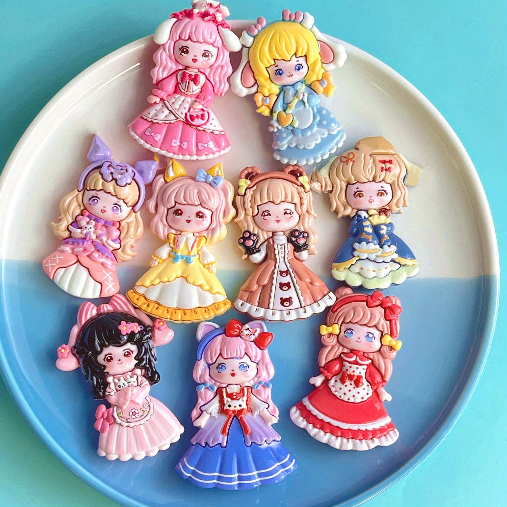 

10/20pcs Cartoon Princess Beads, Diy Cartoon Hairpin Phone Case, Shoes Resin Accessories