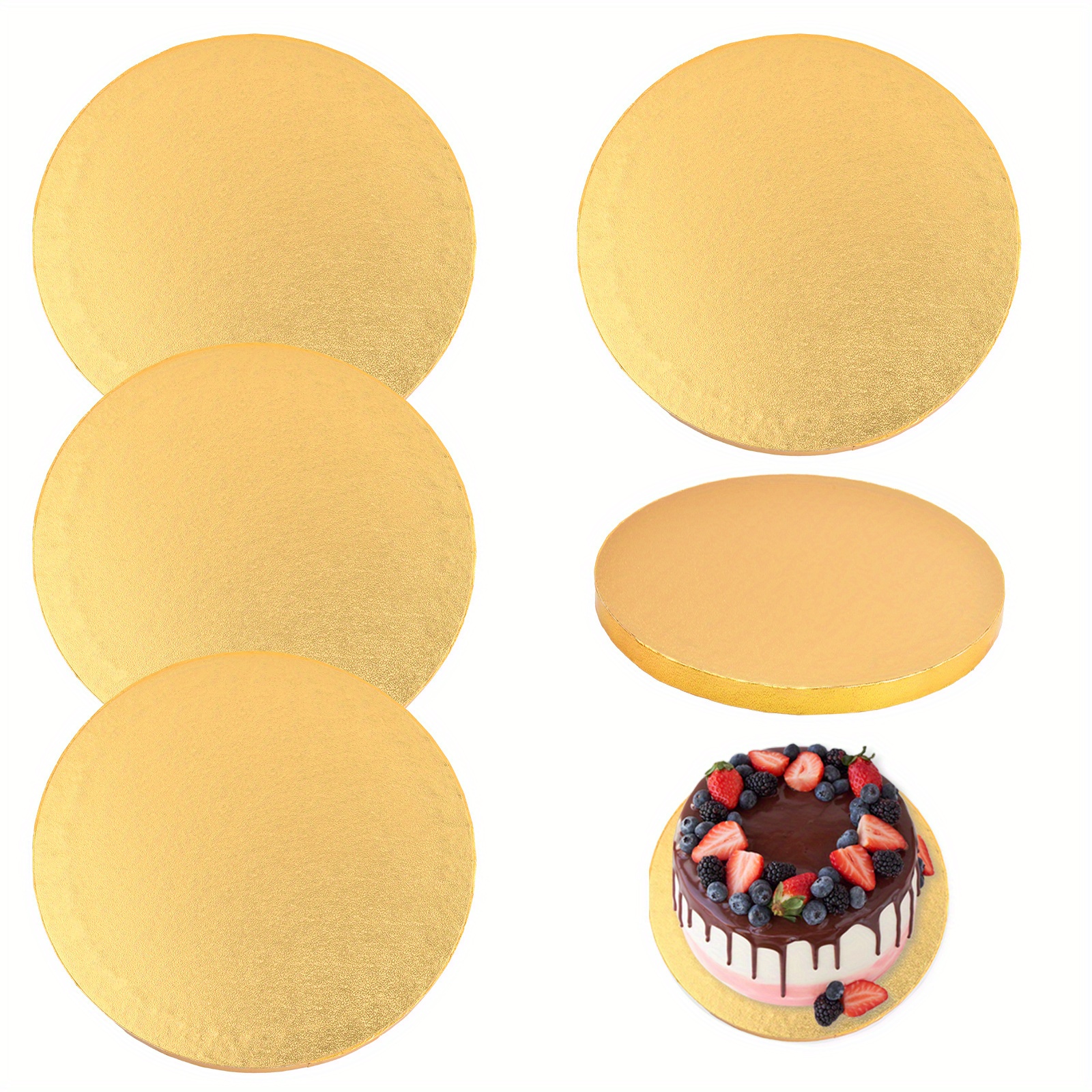 Planches à gâteau de 25,4 cm Base de gâteau Rondes en carton Cercles  Plateau à gâteau festonné doré (paquet de 30) 25,4 cm 