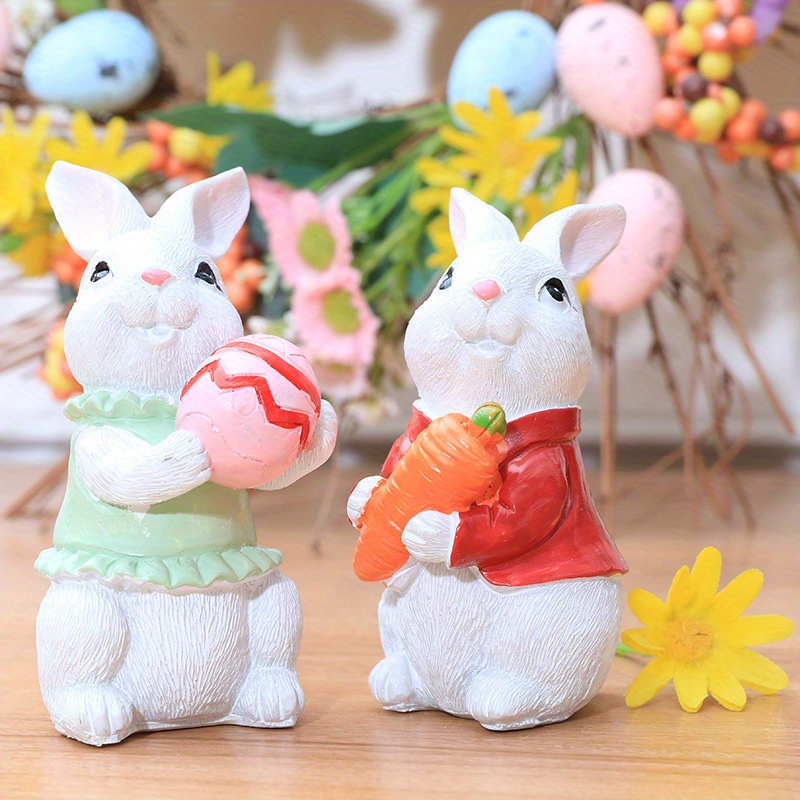 3Pcs Ceramic Bunny Rabbits Ceramic Easter Bunny Figurine White Rabbit  Figurine Porcelain Modern Art Home Decoration Perfect for Birthday, Easter
