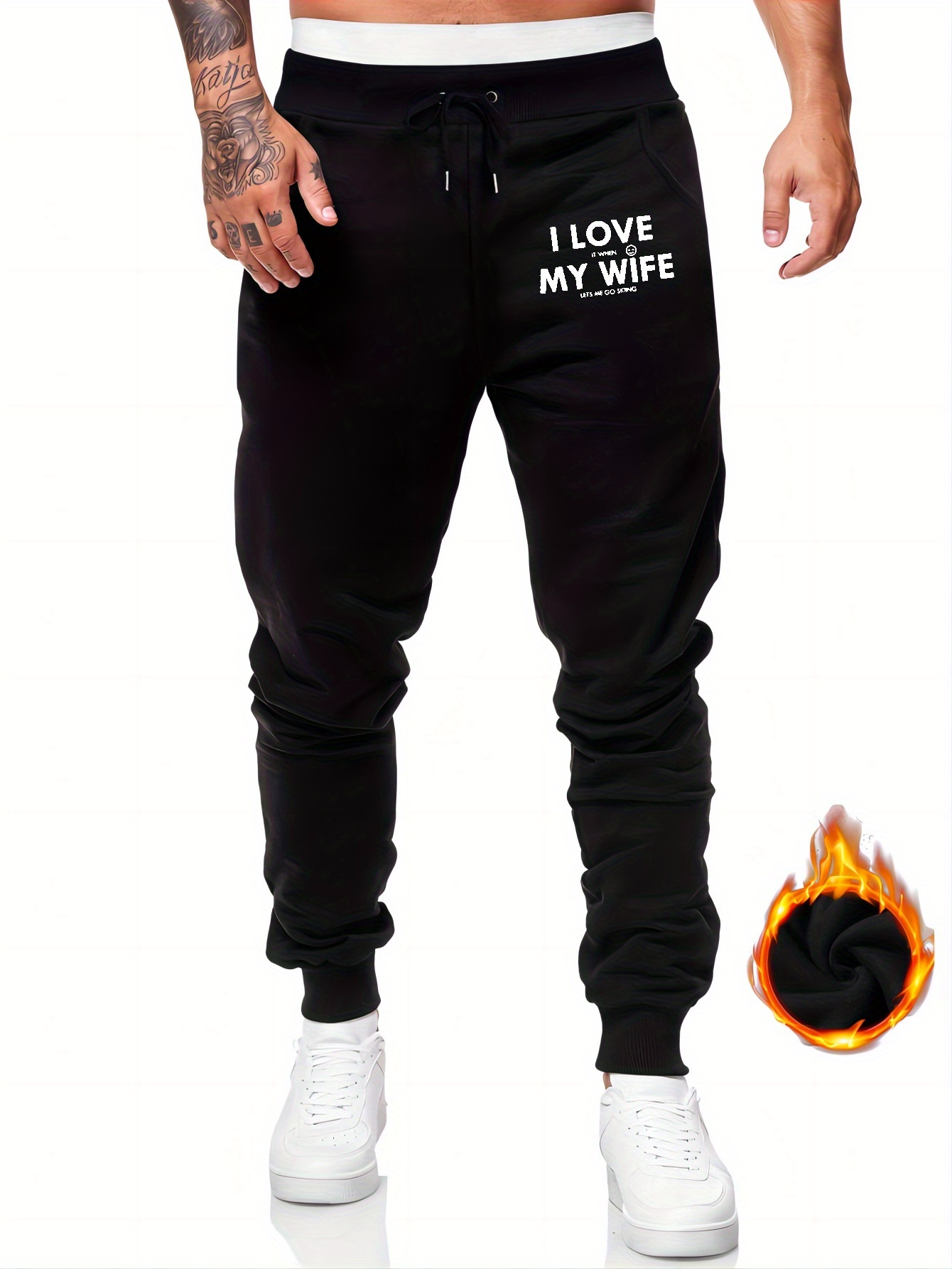 YUHAOTIN I Love My Girlfriend Sweatpants Men's Sweatpants Pants Soft Comfy  Loose Fit Wide Leg Trousers Sports Running Jogger Pants Drawstring 