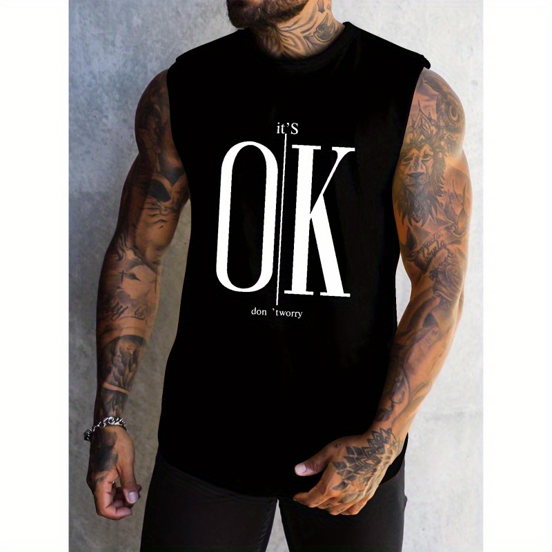 

Ok Print Men's Quick Dry Moisture-wicking Breathable Tank Tops Athletic Gym Bodybuilding Sports Sleeveless Shirts For Workout Running Training Men’s Clothing