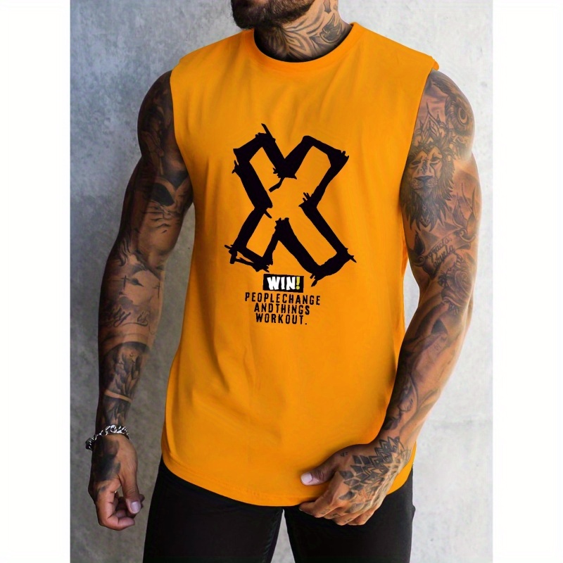 

Men's X Print Summer Men's Quick Dry Moisture-wicking Breathable Tank Tops Athletic Gym Bodybuilding Sports Sleeveless Shirts For Workout Running Training Men's Clothing
