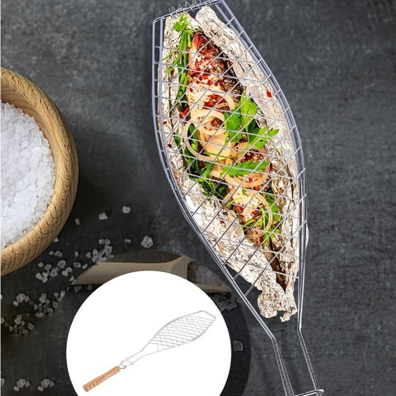 1pc BBQ Grilled Fish Clip, Foldable With Buckle Fastening Grill Delicious  Fish And Veggies With This Portable, Family Gathering Essential, Halloween C