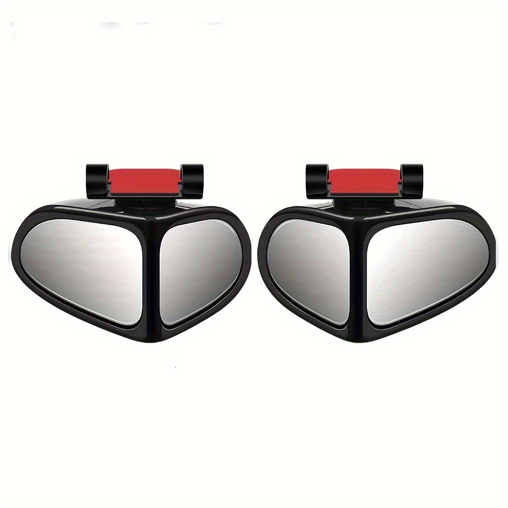 TEMU 2pcs 360-degree Rotatable Side Car Blind Spot Convex Mirrors - Universal Fit, Rearview Parking Safety Auto Exterior Mirrors With Black Housing,