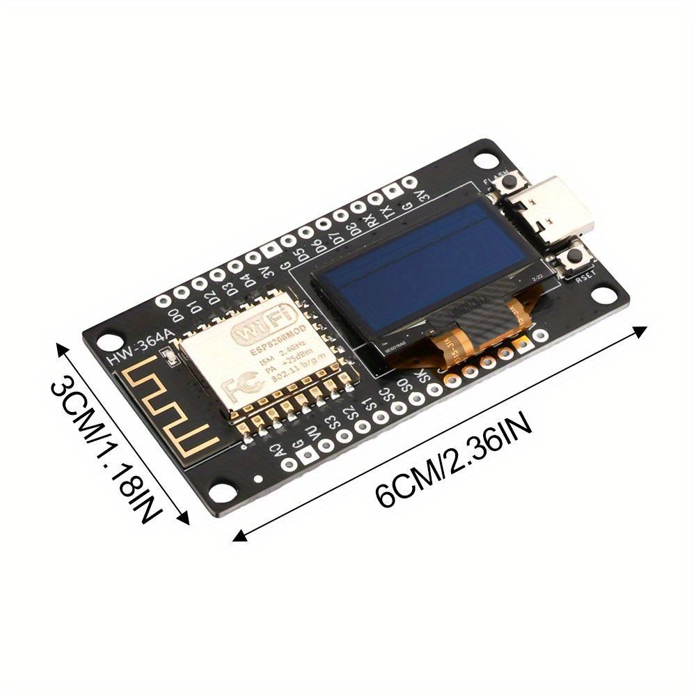 1pc NodeMCU ESP8266 Development Board With 0.96 Inch OLED Display, CH340  Driver Module For Arduino IDE/Micropython Programming