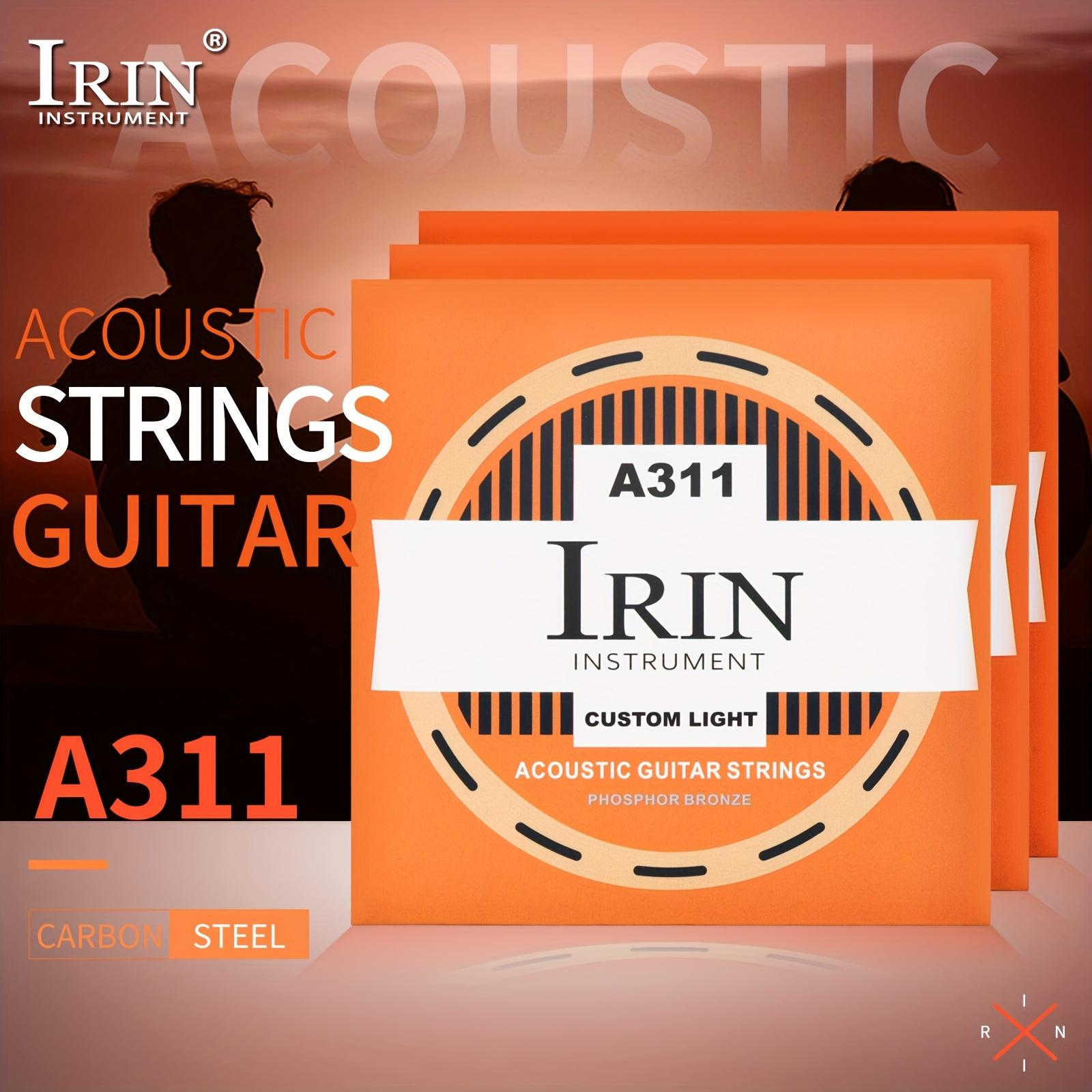 A311 Acoustic Guitar Strings Imported Hexagonal Alloy 80 Copper Wrapped Golden String Beads PU Laminate Domestic High Carbon Steel Core Red Copper Wrapped String Beads Silvery Rust Proof