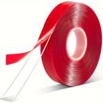 1pc Super Strong Double-Sided Transparent Tape - Red | Nano Acrylic Adhesive For Wall Nail-Free, Waterproof & Traceless Fixing