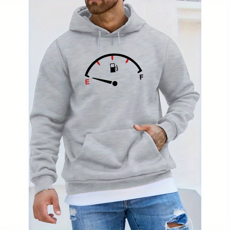 

Dial Print Kangaroo Pocket Hoodie, Casual Long Sleeve Hoodies Pullover Sweatshirt, Men's Clothing, For Fall Winter