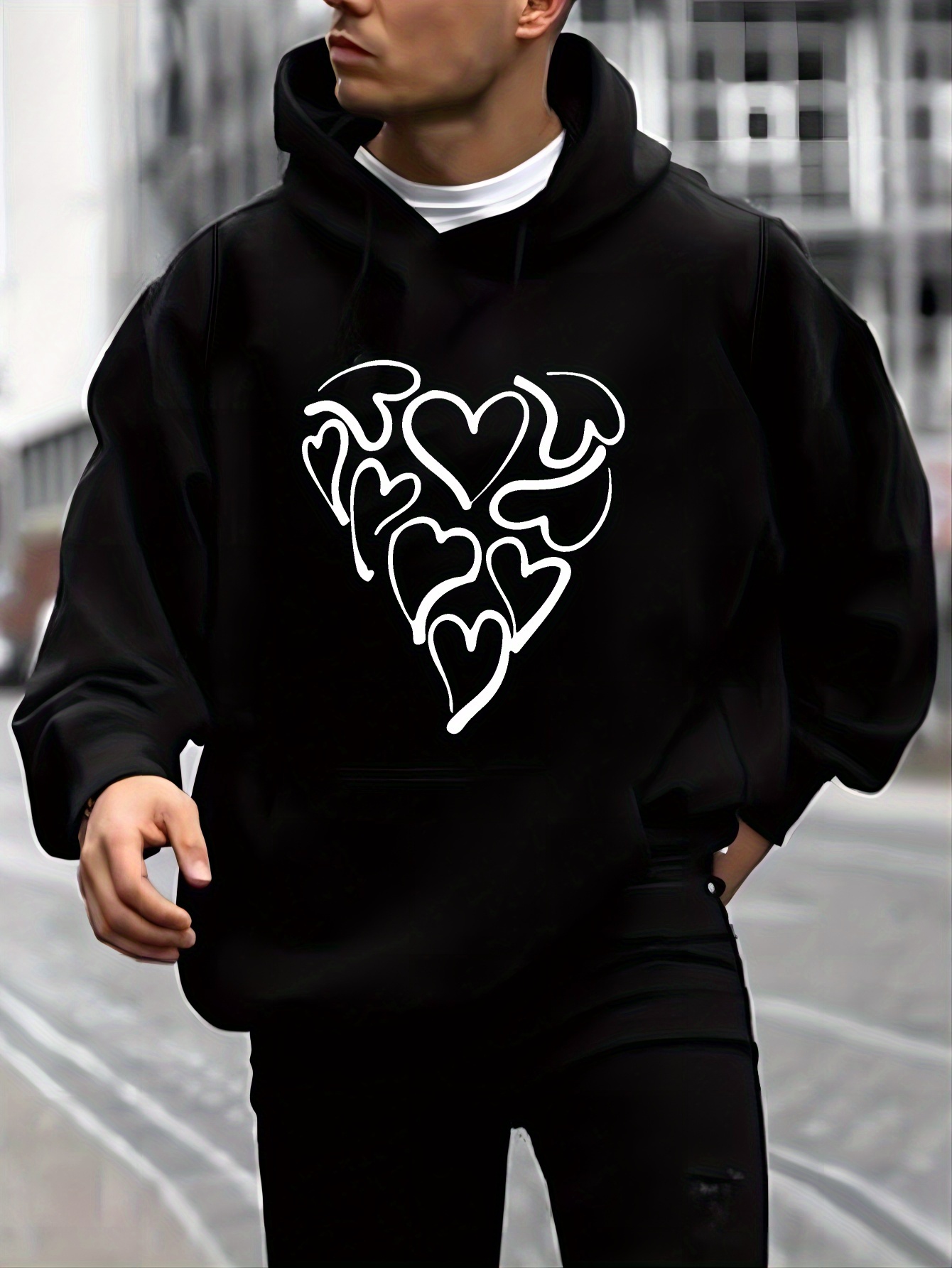Girls Love My ” Slogan męska Casual Heart Graficzna bluza z kapturem  Koszule Hipster Hip-Hop Bluza z kapturem z długim rękawem Modny pulower  Bluzy z kieszenią - Temu Poland