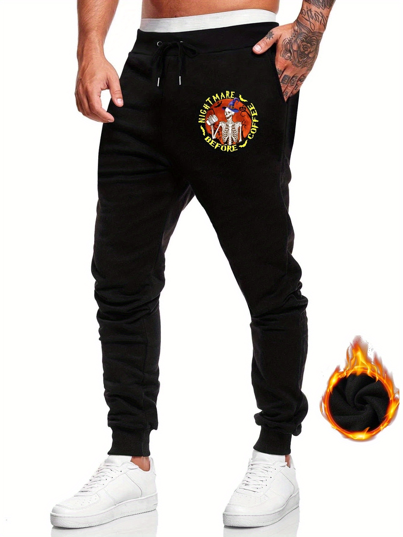 Day of The Dead Sugar Skull Sweatpants for Men Yoga Athletic Lounge Jersey  Trousers with Pockets
